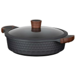 Resto kastrul 93506, 4.4 L, 28 cm, &uuml;mmargune, must/puit, klaasist kaas, ergonoomilised k&auml;epidemed, induktsioonip&otilde;hi