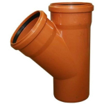Instalplast PVC v&auml;li kanalisatsiooni kolmik 8021126, 110mm, 45&deg;, oranž-pruun, j&auml;ik PVC-U, pesa silikoonist tihendiga, pH 2-12