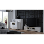Cama Meble VIVA 150 K VIVA BI/BI+S, 1500mm, 800mm, 450mm, 3 ust, 5 riiulit, push-click, l&auml;ikiv, matt, valge, sonoma tamm