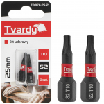 T10 25mm S2 trieciena skrūvgriezis, Tvardy, T00176-25-2, augstas kvalitātes S2 tērauds, magnētiskais gals, 2 gab. komplekts