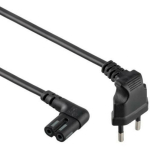 Gembird Toitekaabel PC-184L 1 m, must, nurga Euro isane pistik, nurga C7 pesa, vormitud pistikud