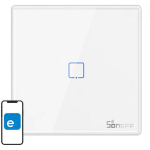 Sonoff nutikas traadita seinaklapp T2EU1C-RF M0802030009, 433MHz, 1 kanal, eWeLink, valge, PC + klaaspaneel