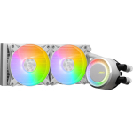 Msi MAG CORELIQUID E240 WHITE, 2x12cm, 20dB, alumiinium, LGA1200, LGA1700, AM4, AM5, 75.04cfm, 4-pin, aktiivne jahutus, vask, ARGB