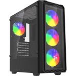 Savio Noctis Glass RGB Cube Black, arvuti korpus, ATX/mATX/Mini-ITX, 4x120mm RGB ventilaatorid, 170mm CPU, 350mm GPU, 180mm PSU