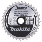 Saeketas &Oslash;136x20x1,5mm 36T 20 &deg; DSS501 Makita