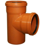 Instalplast PVC v&auml;li kanalisatsiooni kolmik 8021157, 110x110/90&deg;, oranž-pruun, mittepehmendatud PVC, pH 2-12, kuni +40&deg;C