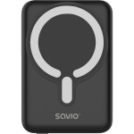 Savio POWERBANK BA-12, 10000 mAh, 38.5 Wh, 20 W, 15 W juhtmevaba, USB-C, magnetiline, must