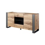 Cama Meble WOOD KOM kummut, 1640x800x440 mm, 2 sahtlit, 2 ust, 3 riiulit, Skandinaavia stiil, tamm/antratsiit