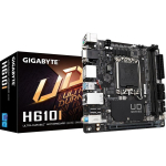 Gigabyte | H610I | Processor family Intel | Processor socket LGA1700 | DDR5 DIMM | Supported hard disk drive interfaces M.2, SATA | Number of SATA connectors 4