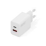 Digitus DA-10300 akulaadija, 20W, USB-C, USB-A, AC 100-240V, 50/60Hz, valge