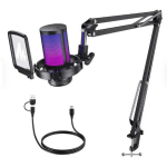 Maono DGM20S must, USB kondensaatormikrofon, kardioidne, 50Hz-20kHz, 24bit/48kHz, 73dB, RGB, ENC, puutetundlik juhtimine