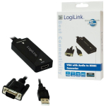 Logilink CV0060 VGA heliga HDMI-muundur, 1080p, 720p, must, HDMI Type A, D-sub 15pin, USB 2.0