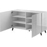 Cama Meble REJA 2D BI kummut, 1380x800x450mm, 2 ust, 4 riiulit, MDF, l&auml;ikiv, valge, mustad jalad