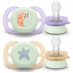 Philips Avent Ultra Start &ouml;&ouml;lutt SCF075/17, 0-2m, 2 tk, ortodontiline, helendab pimedas