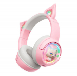 Onikuma B5 Pink m&auml;nguri peakomplekt juhtmevaba/juhtmega Bluetooth 5.3 RGB valgustuse ja &ldquo;kassik&otilde;rvadega&rdquo;, mikrofon, 50 mm draiverid kuni 8 t t&ouml;&ouml;aega roosa