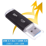 Silicon Power Blaze B02 USB m&auml;lupulk SP032GBUF3B02V1K, 32 GB, USB 3.2 Gen 1, must, 256-bit AES, plastmass