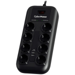 Cyberpower P0820SUF0-DE &uuml;lepinge kaitse, 1.8m, 8 pesa, 1050J, 22500A, USB 5V 2.4A, &uuml;lekoormuse kaitse