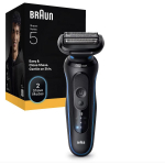 Braun 52-B1000s elektriline pardel, 50 min, m&auml;rg/kuiv, liitiumioon, must/sinine