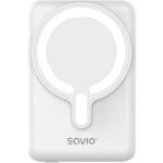Savio BA-13 Power Bank aku, 10000 mAh, 20 W, 15 W juhtmevaba, USB-C, valge