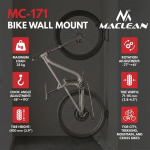 Maclean seinale kinnitatav jalgrattahoidik MC-171, 35 kg, 71-115 mm, teras, must, reguleeritav kalle