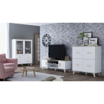 Cama Meble LOTTA KOM110 4D, 110x119x54cm, 4 ust, 4 riiulit, valge matt, sonoma tamm, puitlaastplaat