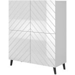 Cama Meble ABETO REG BI riiul, 100.5x40x121.5 cm, valge/l&auml;ikiv valge, 4 ust, 6 riiulit, puitlaastplaat, matt raam, mustad jalad