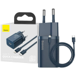 Baseus Super Si Kiire Laadija 1C TZCCSUP-B03, AC 100-240V~, 50/60Hz, 0.8A, 2.3A, USB-C Lightning, 1m