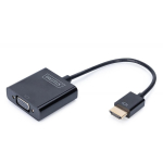 Digitus HDMI VGA adapter DA-70461, 1080p, 3,5mm audio, must