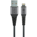 Goobay Lightning USB-A tekstiilkaabel 49268, 1m, 3A, kuni 480Mbit/s, Apple MFi sertifitseeritud