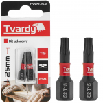 Ietekmes skrūvgrieža uzgaļi T15 25mm S2, Tvardy, T00177-25-2, 2 gab. komplekts