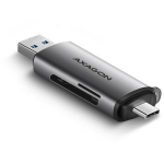 Axagon m&auml;lukaardi lugeja CRE-SAC, USB 3.2 Gen 1, 2 pesa, 5000 Mbit/s, metallkorpus, toetab microSD, SD