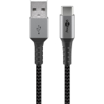 Goobay USB-C kuni USB-A tekstiilkabel metallpistikutega 49296, 1m, 3A, s&uuml;nkroonimine ja laadimine, punutud, alumiiniumkorpus
