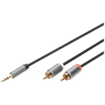 Digitus Audio adapterkaabel DB-510330-010-S, 3,5 mm stereo jack RCA-le, 1 m, must, alumiiniumkorpus