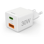 Hama 00201992 kiirlaadija, 30W, valge, 100-240V, 50/60Hz, USB-C PD 3.0, USB-A QC 2.0/3.0, 2 seadet