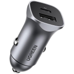 Ugreen CD130 72166 autolaadija, 2 porti, USB-A+USB-C, 24W, 5V/4.8A, 12-24V, alumiinium, hall