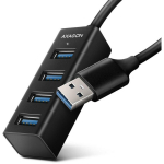 Axagon USB keskjaam HUE-M1A USB 3.2 4 porti, 20 cm toitekaabel, alumiiniumkorpus, 1.5A laadimine