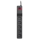 LESTAR ZX 510 G-A K.:CZ 5,0M, liigpingekaitse, 5 vahelduvvoolu pistikupesa, 230 V, 5 m, 10 A, 155 J, 6000 A, 25 ns, must