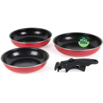 Russell Hobbs Praepannide komplekt RH03995, 20cm, 24cm, 28cm, eemaldatav k&auml;epide, punane/must, mittenakkuv kate