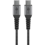 Goobay USB-C kuni USB-C tekstiilkabel metallist pistikutega 49302, 1m, 3A, 60W, 480 Mbps, punutud, painutuskaitse