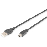 Digitus &Uuml;henduskabel, 1.8 m, AK-300108-018-S, USB Type A kuni USB Mini B, 1.8 m, must, vormitud, USB kaabel