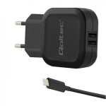 Qoltec 50188 mobiilseadme laadija, 17W, 220-240V, 50/60Hz, 5V, 3.4A, 2xUSB, must