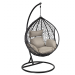 Ripp-kiiktool DROPLET 120x120xH200cm, must plastpunutis, hallid padjad 28025