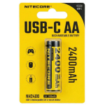Nitecore NH2400 2400 mAh USB-C uzlādējama AA baterija, 1 gab.