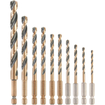 Dewalt M&uuml;rskivide komplekt DT20620-QZ 135&deg; otsanurk, HSS-G, Hex, 10 tk, 3-10 mm, korrosioonikindel