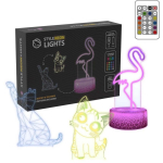 Manta Dekoratiivne lamp SNL119RGB, 5W, 10cm, 10cm, 20cm, 3xAA, 5V, 2m kaabel, 3 mustrit, 16 v&auml;rvi, kaugjuhtimispult