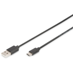 Digitus AK-300154-010-S USB-C kaabel, USB-A USB-C-le, 1m, 3A, must, Power Delivery, s&uuml;nkroniseerimine ja laadimine