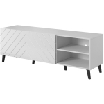 Cama Meble ABETO RTV150 BI telerikapp, 150x42x52 cm, valge/valge l&auml;ikiv, MDF, 2 ust, 3 riiulit, matt/l&auml;ikiv