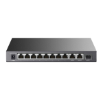 TP-Link TL-SL1311P v&otilde;rgul&uuml;liti unmanaged 8&times; 10/100 Mbps PoE+ switch 2&times; RJ45 1&times; SFP 65 W kogu PoE eelarve lauaarvuti/riiuli korpus Plug-and-Play Must