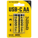 Nitecore NH2400 2400 mAh USB-C uzlādējamas AA baterijas, 2 gab. komplekts