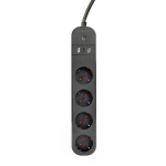 Gembird Pikendus TSL-PS-S4U-01, 4 pesa, 3USB, 3680W, 240V, IP20, nutikas pistik